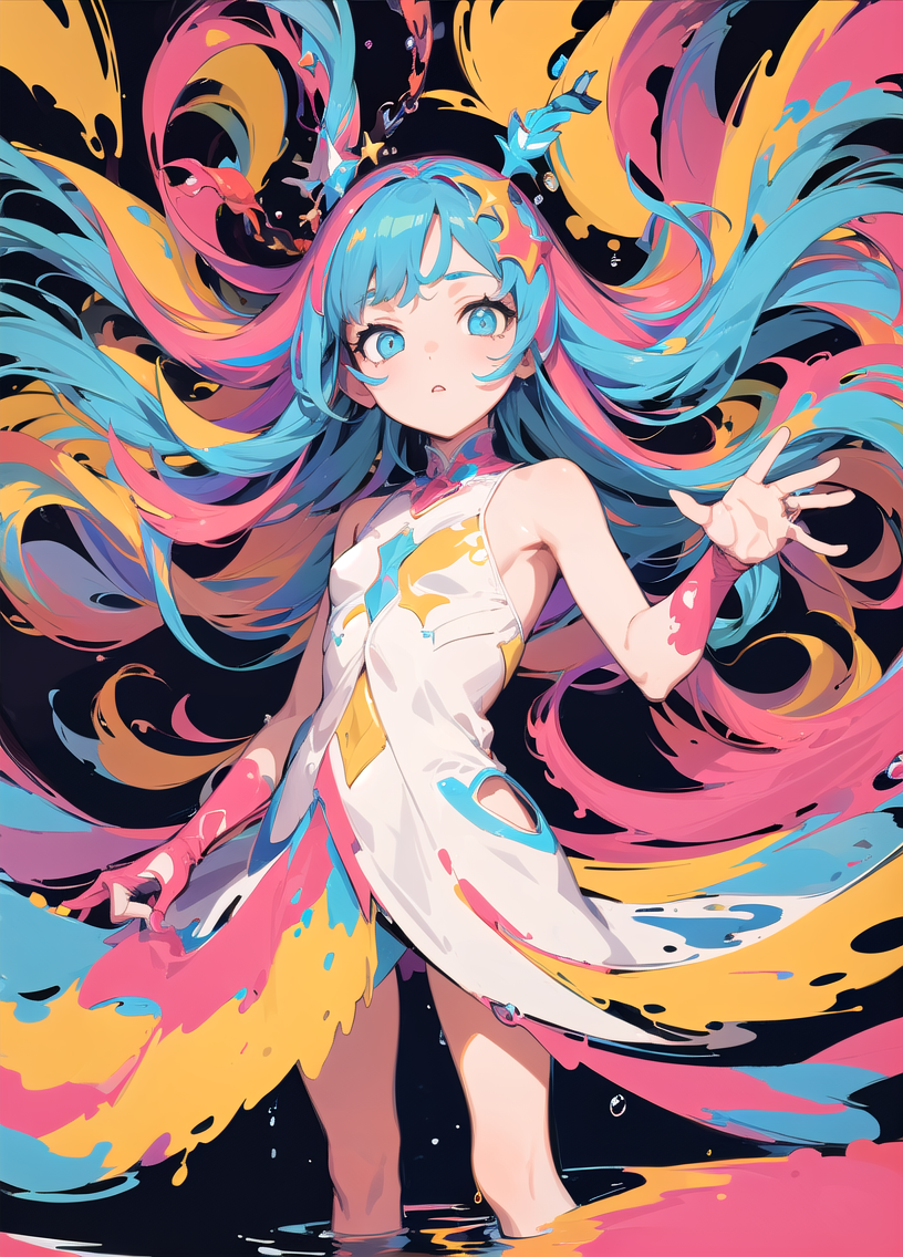 16443-399287372-(masterpiece, best quality_1.3), 1girl, (flat color_1.3), (colorful_1.3), looking at viewer, floating colorful water,.png